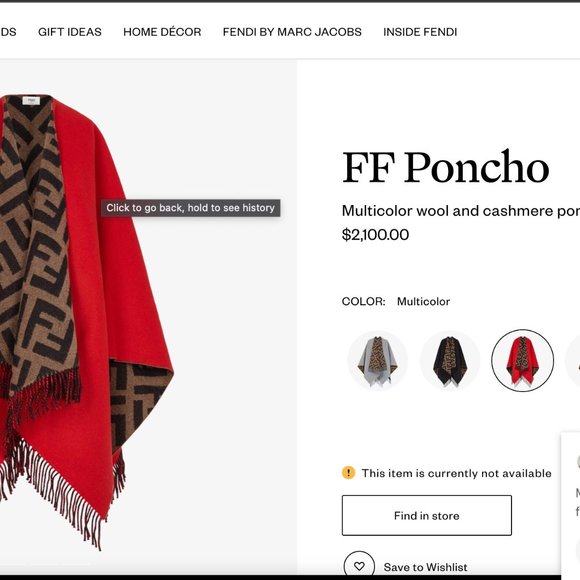 Fendi Vibrant Red and Iconic Brown Logo Poncho - Picture 2 of 5